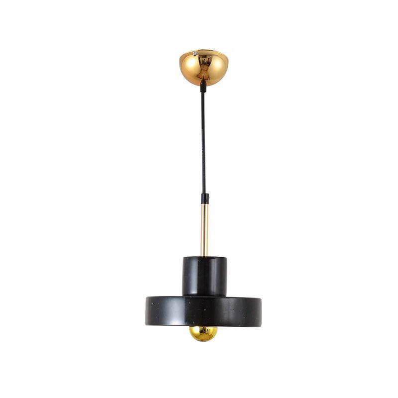 Drum Pendant Lamp Contemporary Marble 1 Light Black/White/Pink Hanging Ceiling Light Fixture for Bedroom