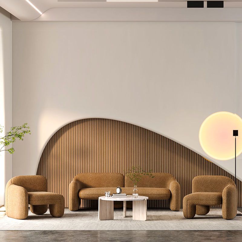 Contemporary Fabric Standard Settee Sloped Arm Sofa for Living Room