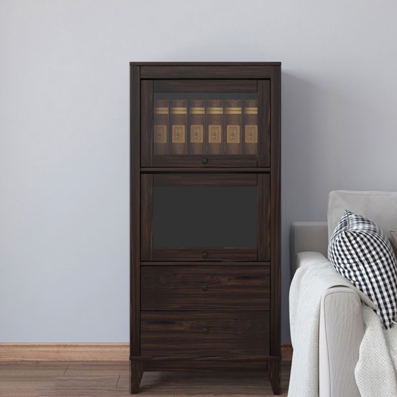 Mid-Century Modern Side Cabinet Square Accent Cabinet with Brown
