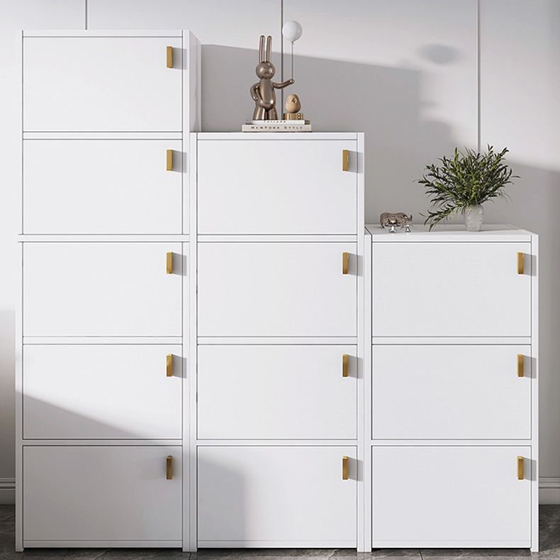Modern Rectangle Chest White Wood Storage Cabinet with Drawer