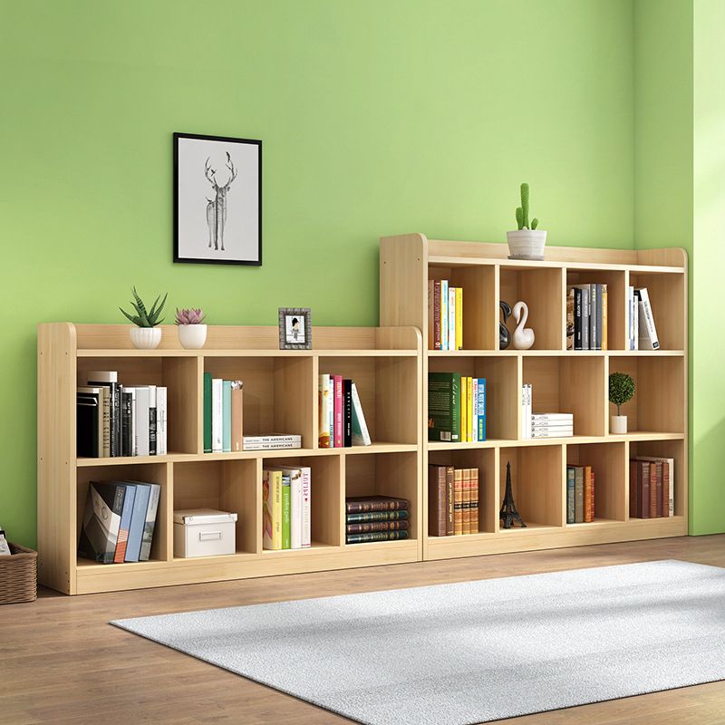Solid Wood Bookshelf Contemporary Style Natural Bookcase for Study Room Office