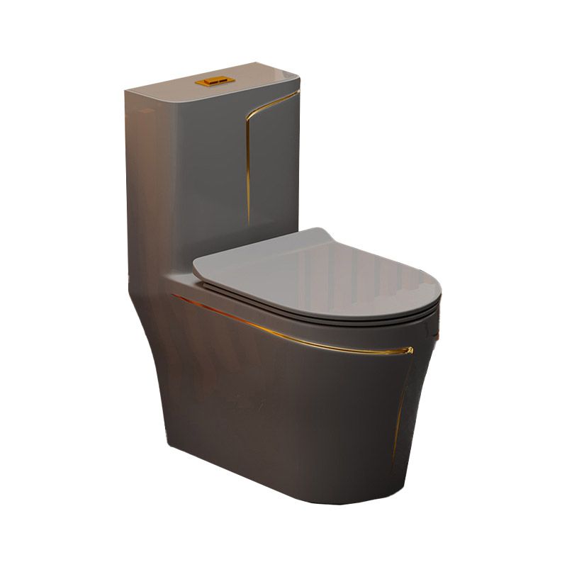 Skirted Flush Toilet Floor Mount Traditional One-Piece Toilet with Slow Close Seat