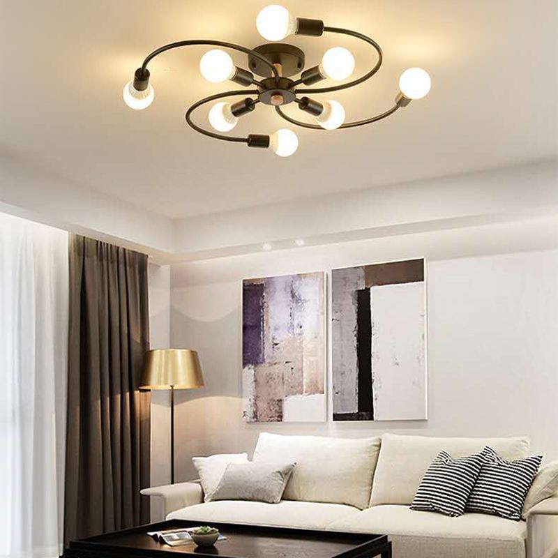 Plafondlamp in industriële stijl, metaal, multikop, inbouwlamp voor woonkamer