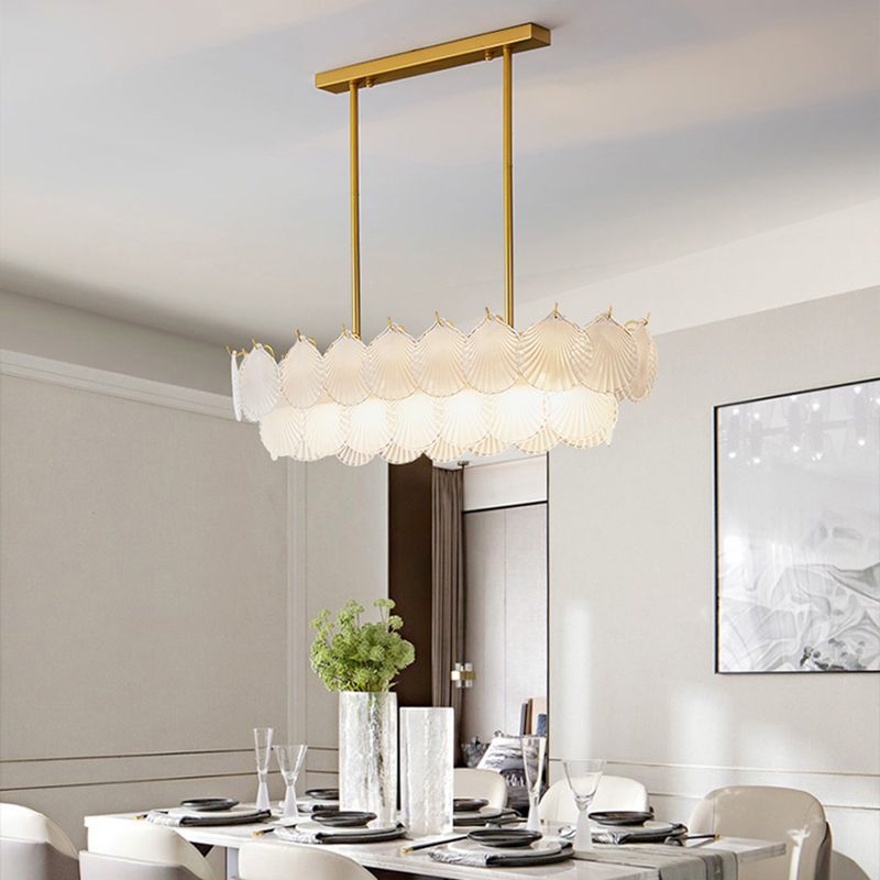 Vidrio 6 luces Modernas luces de la isla Luz de colmillo de oro