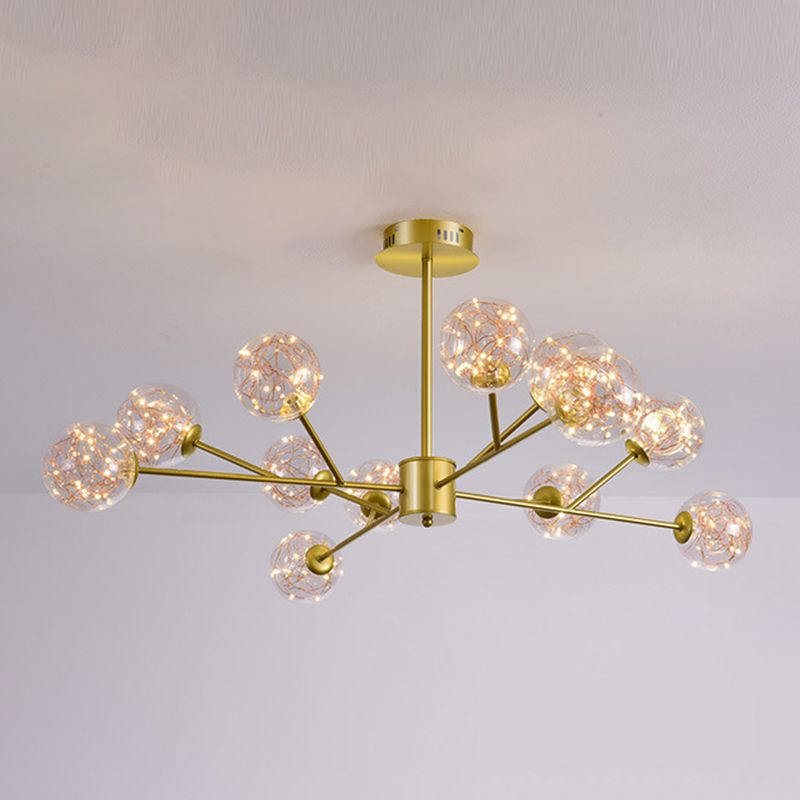 Contemporary Sphere Chandelier Lights Glass Pendant Light in Gold