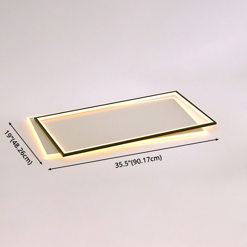 Plafonnier rectangulaire en métal, éclairage de plafond LED simple en noir et blanc
