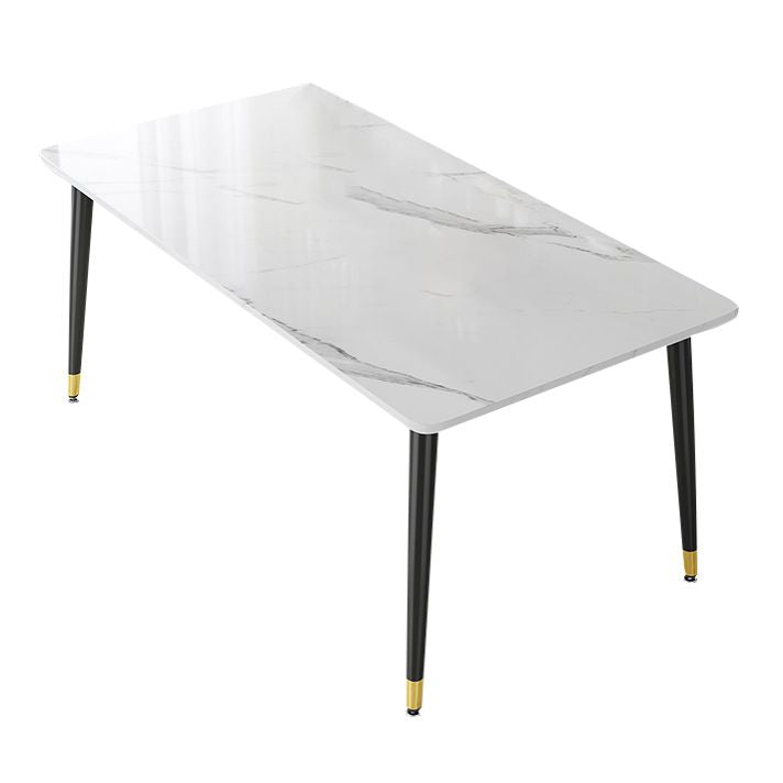 Industrial Kitchen Sintered Stone Top Dining Table Rectangle Dining Table with 4 Legs Base