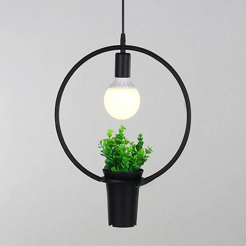 Luces de techo colgantes de planta verde industrial lámpara colgante de luz única creativa para cafetería
