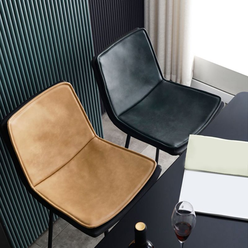 Industrial PU Leather Barstools Metal Base Bar Stool for Living Room