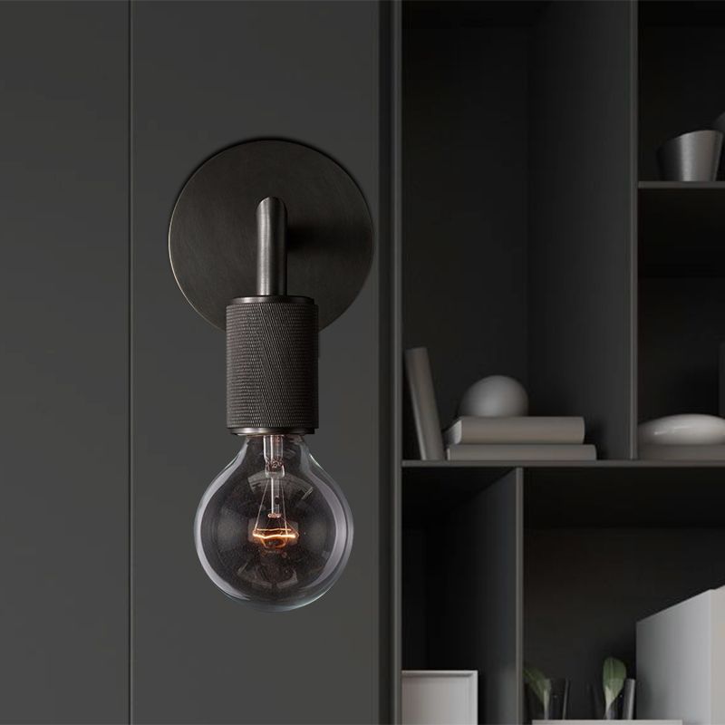 Lampada a parete in metallo a bulbo nudo, lampada da scarpa interno minimalista 1/2 luci in nero/ottone/cromo con braccio quadrato