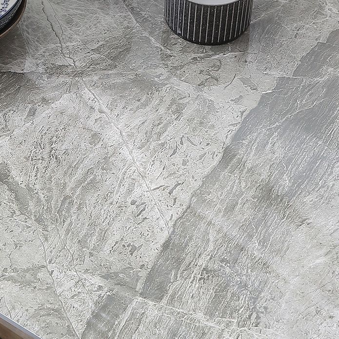 Mid-Century Modern Stone Dining Table Rectangle Dining Table with Solid Wood Legs