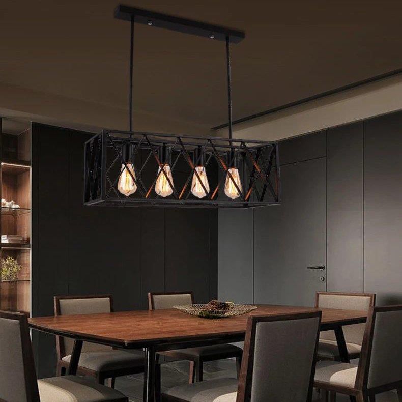 Metal Rectangular Shape Island Pendant Industrial Style Island Pendant Lighting