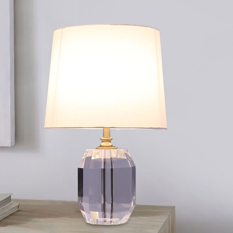 Langwerpig tafellicht modernistische afgeschuinde kristal 1 kop witte kleine bureaulamp, 11 "/13" breed