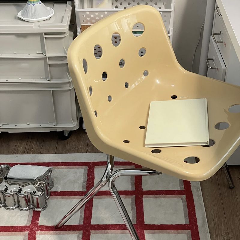 Plastic Stacking Side Chair Modern Style Open Back Armless Chair with Chrome Legs