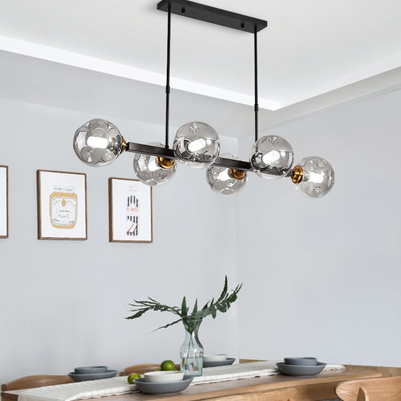 Dinning Room Island Lighting Modern Style Spherical Shape Glass Multi Light Pendant