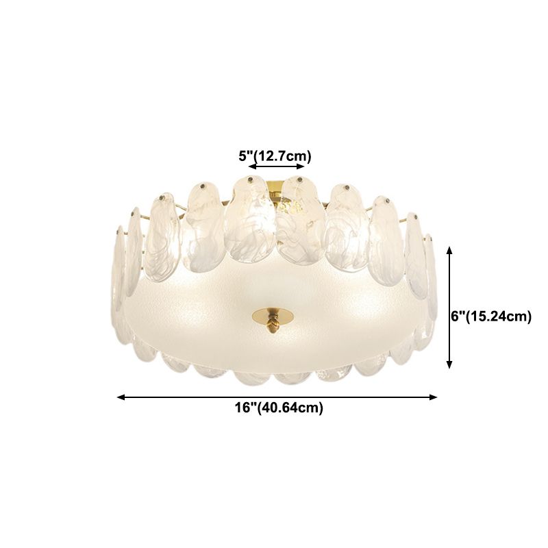 Semi Mount Lighting Vintage Drum Glass Semi Flush Light Fixture