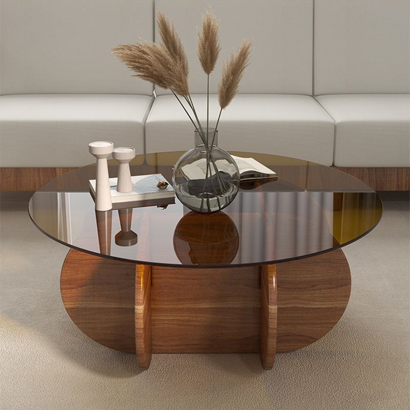 Glass Top Coffee Cocktail Table Modern Round Coffee or End Table
