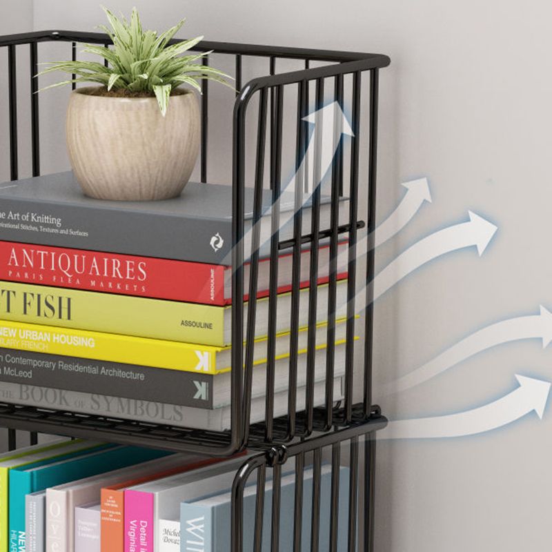 Contemporary Metal Shelf Bookcase Closed Back Vertical Bookcase