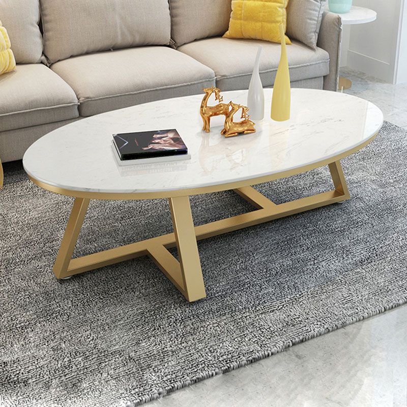 Modern Faux Marble Oval Coffee Table with Black/grey/white Top