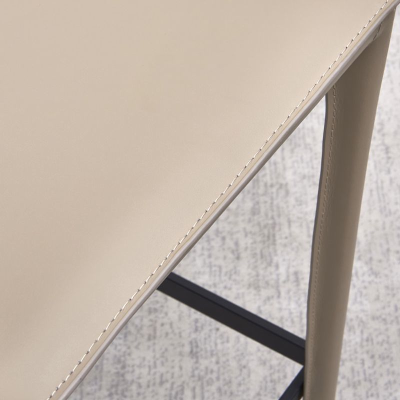 Beige Faux Leather Stools with Footrest Contemporary Indoor Bar Stools