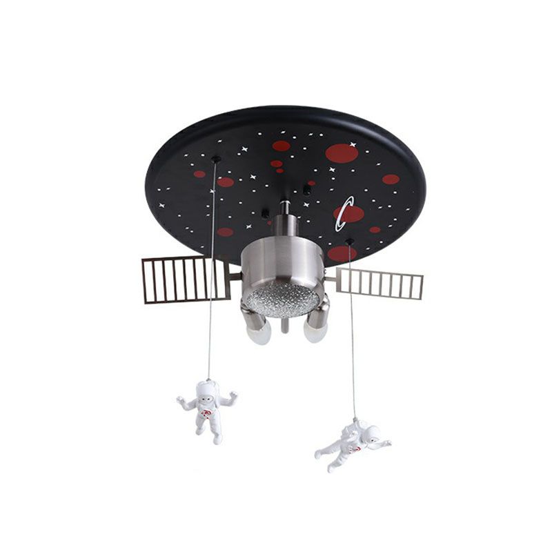 Illuminazione da incasso per nave spaziale metallica, illuminazione da incasso a LED per bambini, con decorazioni da astronauta in nero