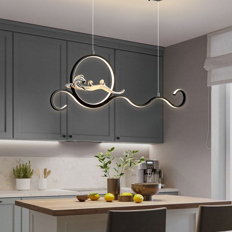 Modern Style Linear Shape Island Lights Metal 2-Light Pendant Lights