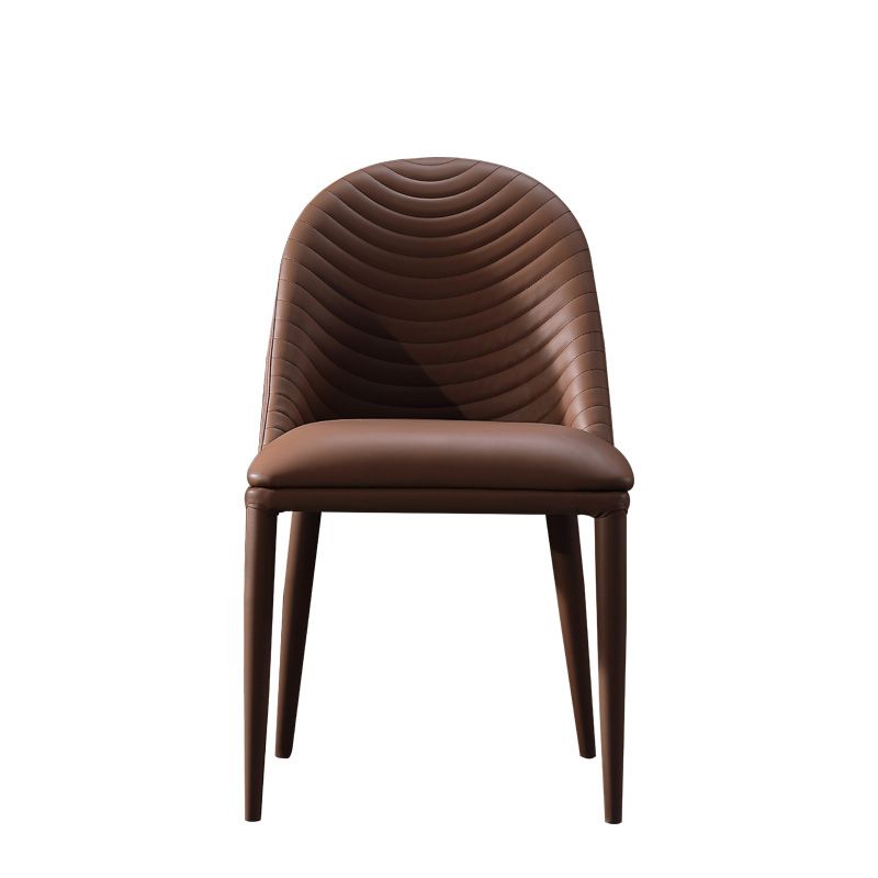 Parsons Side Chair Leather Metal Base Dining Chair for Dining Room