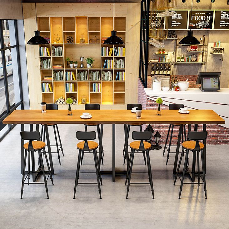 Industrial 1/9 Pieces Bar Table Set Rectangle Pine Wood Counter Table with High Stools