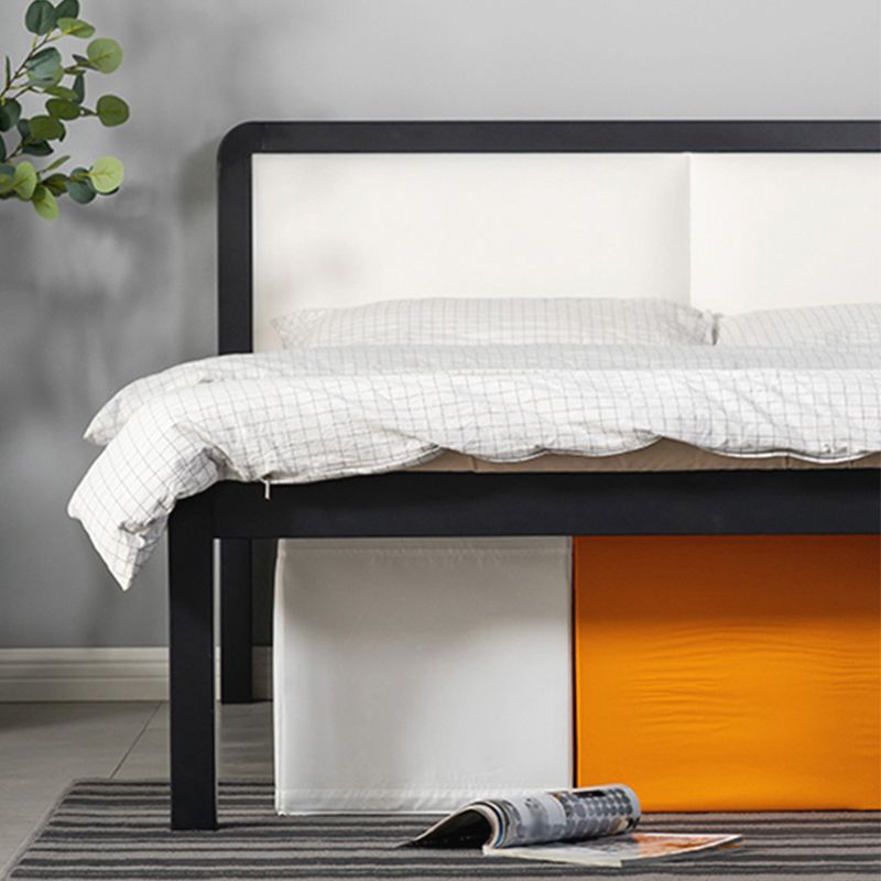 Contemporary Slat Metal Standard Bed with Rectangular Headboard