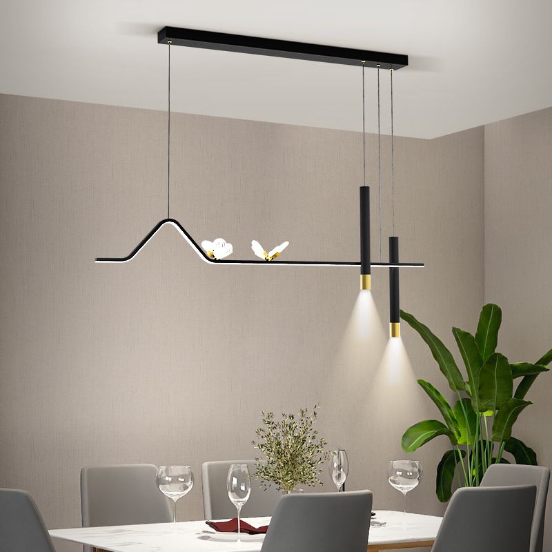 Zeitgenössischer Stil linearer Form Island Lights Metal Island Lighting