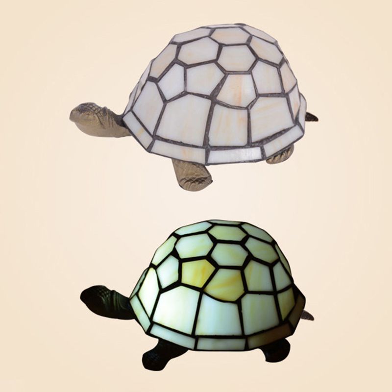 Turtle Shaped Nightstand Lamp Tiffany Style Stained Glass 1-Light Bedside Table Light