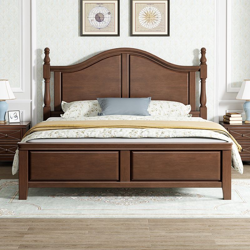 84.65 inch Wide Rustic Bed Frame Rubberwood Bed with Headboard