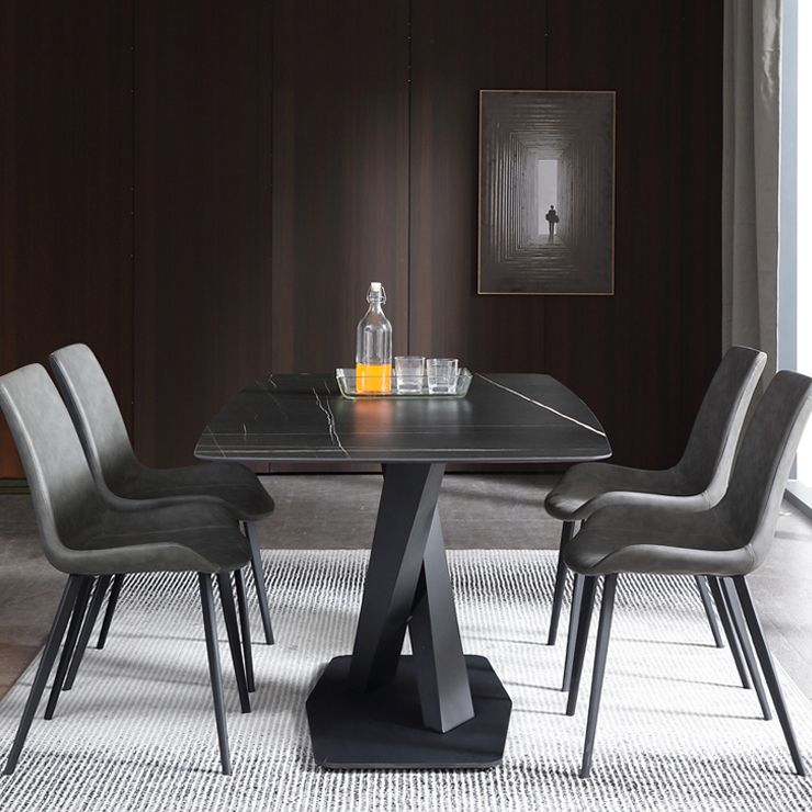 Modern Sintered Stone Dining Set 1/3/4/5 Pcs with Rectangle Table and Side Chairs