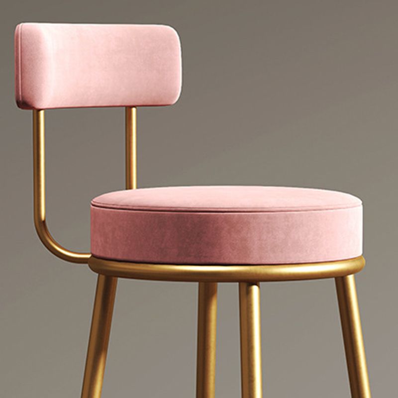 Nordic Velvet Cushion Barstool Gold 4 Legs Bar Stool for Indoor