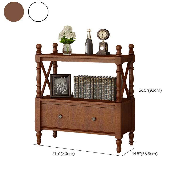 Contemporary Wooden Bookshelf Standard Closed Back Bookcase with 1 Drawer