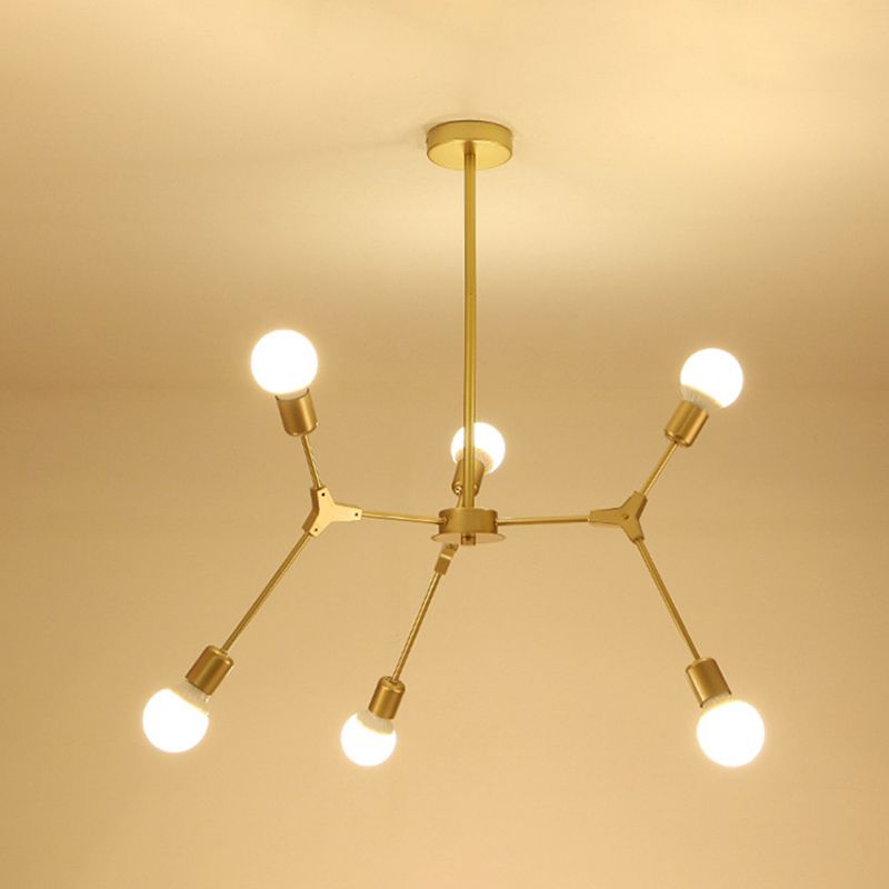 Fronte di illuminazione a sospensione moderna di metallo Sputnik lampadario con tonalità di vetro bianco molecolare