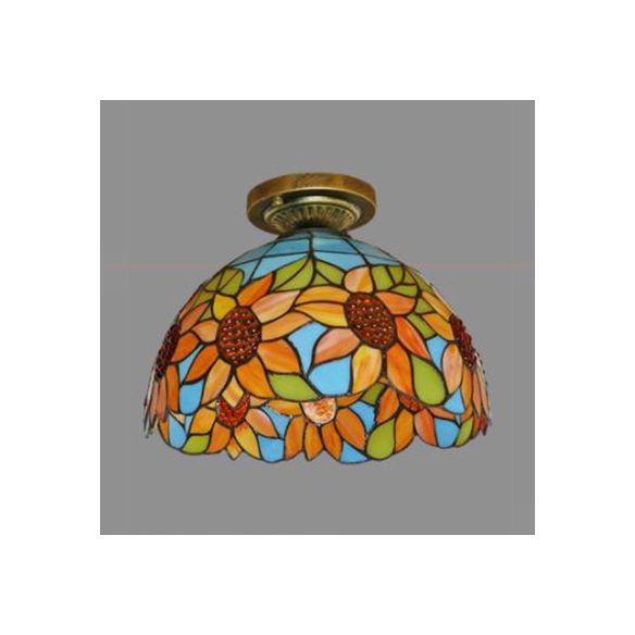 Dome in vetro colorato Luce a filo con girasole/rosa/perla/uva/papà tiffany rustico 1 lampada a filo a filo in ottone antico