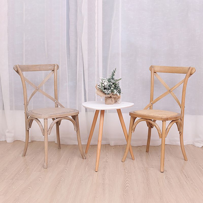 Solid Wood Traditional Dining Room Chair Matte Finish Cross Back Side Chair