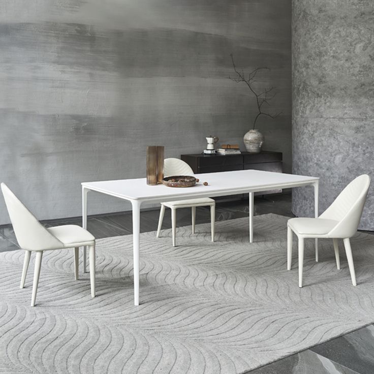 Modern Style White Dining Table Sintered Stone Rectangle Table for Home