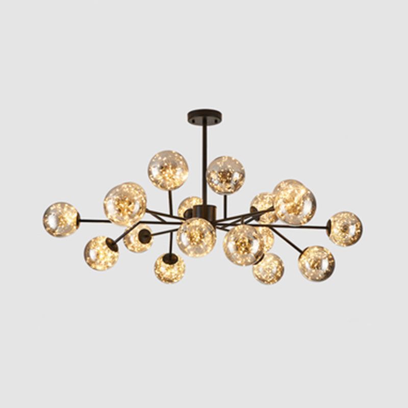Minimalist Ball Chandelier Lighting Cognac Glass Starry LED Bedroom Hanging Pendant Light