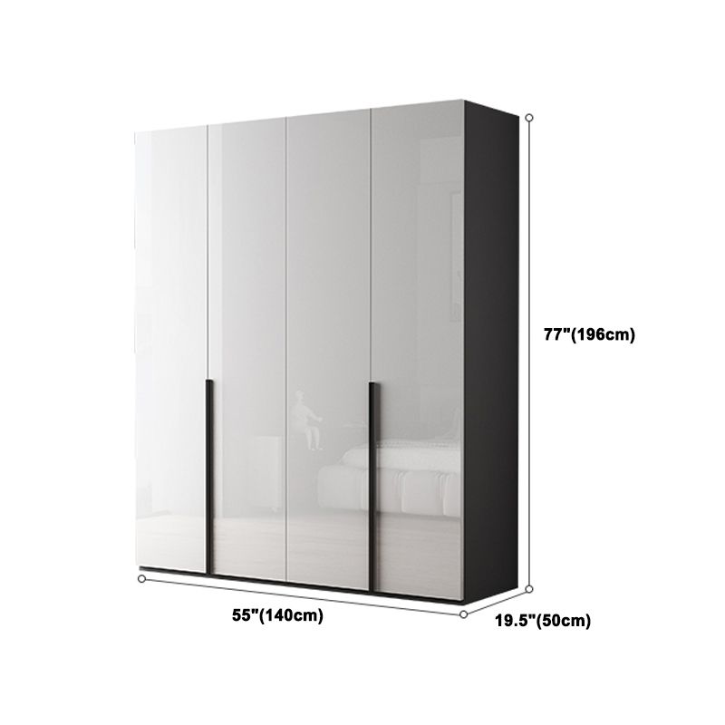 Modern Mirrored Finish Wardrobe Cabinet Engineered Wood and Solid Wood Wardrobe