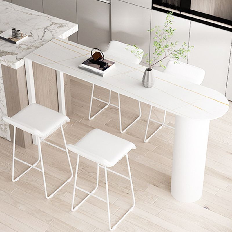 Sintered Stone Bistro Bar Table Double Pedestal Bar Table for Kitchen