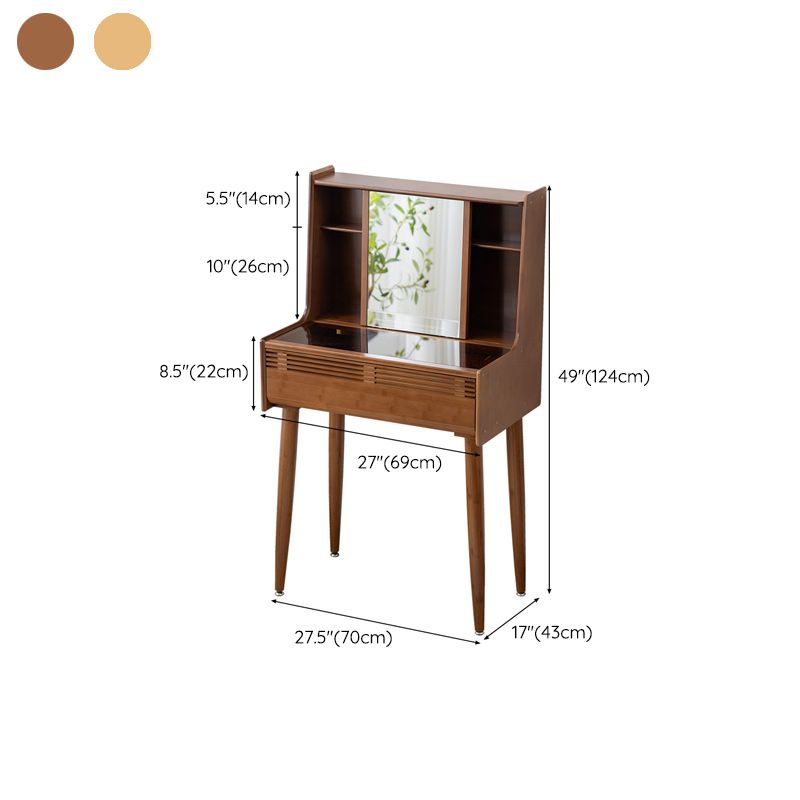 Modern Drawer Dressing Table Solid Wood Dresser Mirrored Vanity Set