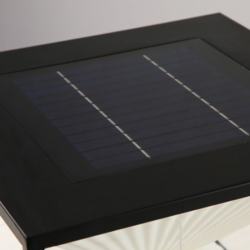 Metal Square Shape Outdoor Light Modern Style 1 Light Solar Pillar Light in Black