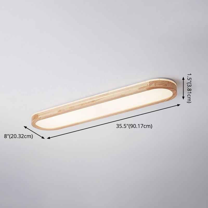 Minimalismo de madera 1-Luz de montaje de la lámpara de montaje de descarga lineal de luz de techo para dormitorio