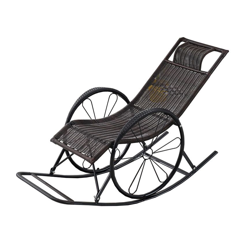 Modern Wicker Rocking Chair Brown Water Resistant Rocker for Living Room