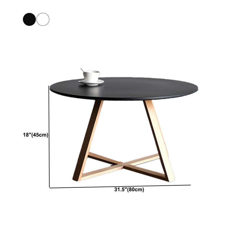 Nordic Style Round Solid Wood Table with Wooden Cross Base Side Table
