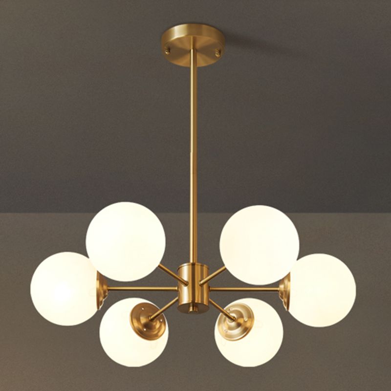 Lampadino in stile moderno oro Modern Light White Glass Globe Shade Hanging Lampada per soggiorno