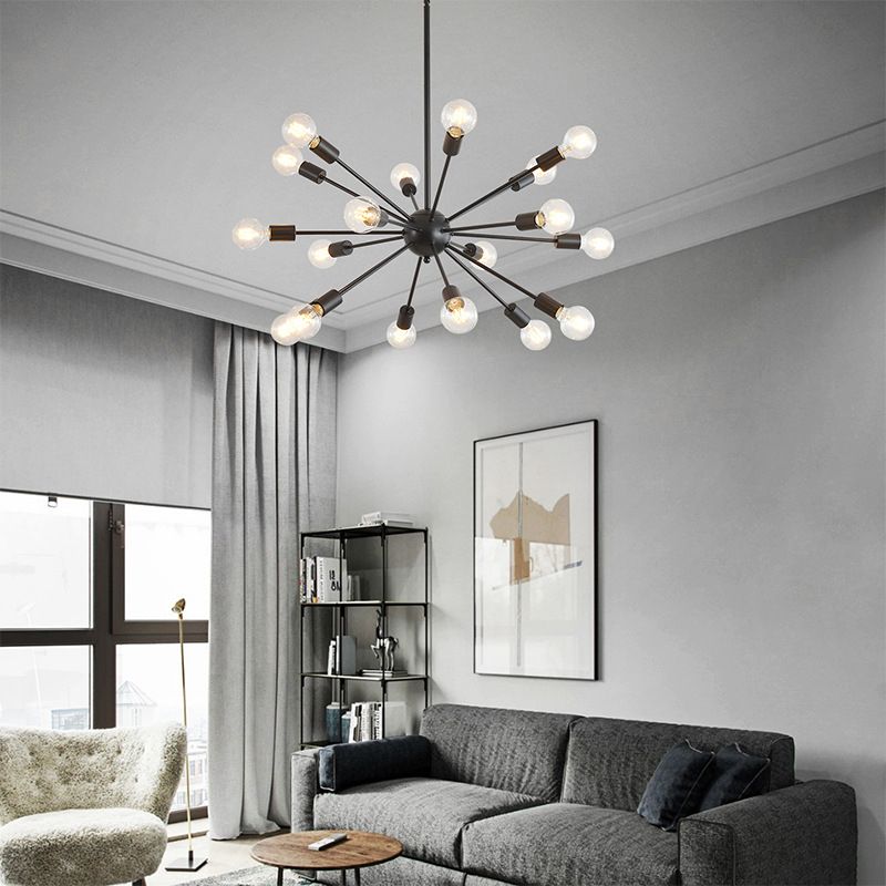 Luminaires industriels en fer antique en fer Starburst Sockets Chandelier
