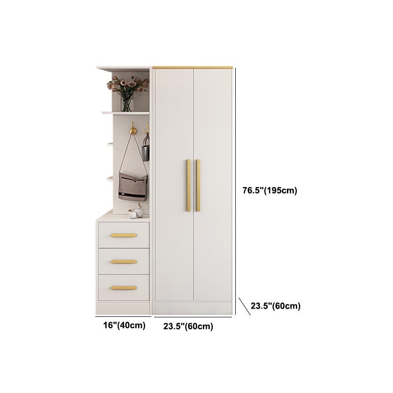 Contemporary Style Wardrobe Wooden Cloth Rod Included Wardrobe Closet for Bedroom
